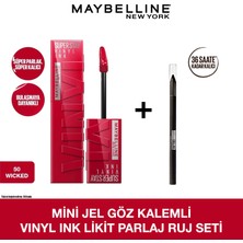 Maybelline Mini Jel Göz Kalemli Vinyl Ink Uzun Süre Kalıcı Likit Parlak Ruj Seti - 50 Wicked