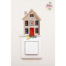 Msticker Yeni Yıl Sevimli Karlı Ev Priz Sticker - Yılbaşı Stickerı