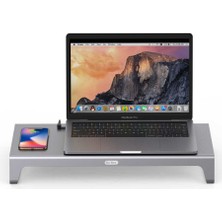 Go-Des Go Des GD-9128 Type-C Hub Laptop Standı & Kablosuz Şarj Usb-C Docking Station MacBook Stand