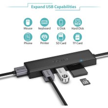 Qgeem QG-UH05 UH05 Type-C Hub 5 In 1 Micro Sd + USB 3.0 Çoğaltıcı Adaptör 20 cm