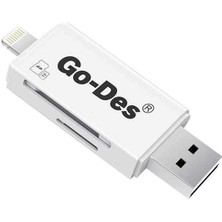 Go Des GD-DK102 Lightning & Micro USB Veri Aktarımı Sd & Micro Sd Kart Okuyucu