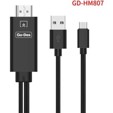 Go-Des Go Des GD-HM807 Type-C HDMI 4K Kablo 180 cm Görüntü Aktarım Kablosu