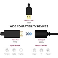 Qgeem QG-HD01 HDMI To Display Port Dönüştürücü Adaptör Görüntü Aktarım Kablosu