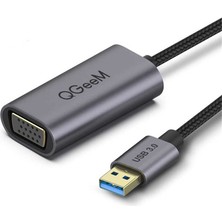 Qgeem QG-UA07 USB 3.0 To VGA Dönüştürücü 1080P Full Hd Görüntü Aktarım Kablosu Tak & Çalıştır