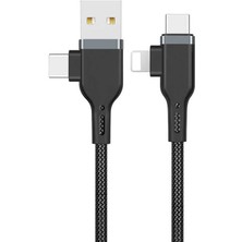 Wiwu Platinum Serisi PT06 4 In 1 USB Kablo 2.4A Hızlı Şarj Kablosu 30 cm 480 Mpbs Data Kablo