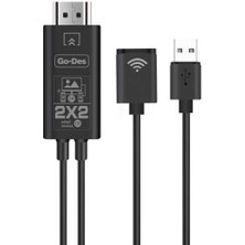 Go-Des Go Des GD-8276 Wireless Display Dongle Kablosuz HDMI 1080P Görüntü Aktarım 110 cm