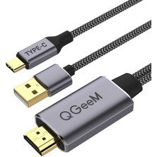 Qgeem QG-UA12 2 In 1 Type-C To HDMI 4K Kablo Pd 60W Güç Görüntü Aktarım Kablosu