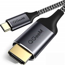 Qgeem QG-UA09 Type-C To HDMI Kablo 3 Metre 4K 60Hz Görüntü Aktarım Kablosu