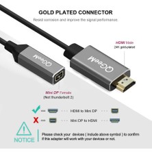 Qgeem QG-HD02 HDMI To Mini Display Port Dönüştürücü Adaptör Görüntü Aktarım Kablosu