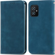 Wansheng Asus Zenfone 8 ZS590KS İçin Retro Fe Business Manyetik Yatay Flip Deri Telefon Kılıfı - Mavi (Yurt Dışından)