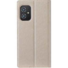 Vili Asus Zenfone 8 ZS590KS İçin Vili Dmx S Darbeye Dayanıklı Tpu + Pu Deri Manyetik Çeker Kart Yuvası ve Tutucu ile Yatay Flip Kılıf - Altın (Yurt Dışından)