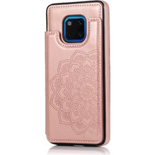 Wansheng Huawei Mate 20 Pro İçin Çift Tokalı Mandala Desenli Pu + Tpu Koruyucu Kılıf - Pembe (Yurt Dışından)