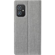 Vili Asus Zenfone 8 ZS590KS İçin Vili Dmx S Darbeye Dayanıklı Tpu + Pu Deri Manyetik Çeker Kart Yuvası ve Tutucu ile Yatay Flip Kılıf - Gri (Yurt Dışından)