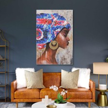 SML Tablo Renkli Saç Aksesuarlı Altın Küpeli Kanvas Tablo