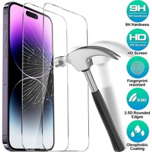 MTK Moveteck Apple iPhone 14 Pro Max Uyumlu Ekran ve Lens Koruyucu Set Camı 9h Temperli Cam Tam Kaplar Lens Camı Şeffaf Glass