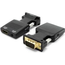 Qgeem QG-HD12 VGA To HDMI & Aux Dönüştürücü Adaptör 1080P Full Hd 60Hz Görüntü Aktarım