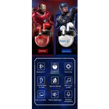 Douler Marvel MR05 Gaming Gaming Boys Ultra Uzun Pil Ömrü Kablosuz Bluetooth Kulaklık-Kaptan Amerika (Yurt Dışından)