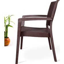 Bahex Violet Rattan Desenli 4 Kişilik 90X150 Camlı Bahçe Takımı