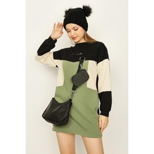 Select Moda Kadın Renk Bloklu Şardonlu Sweat Elbise