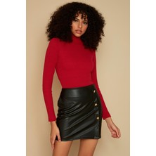Select Moda Kadın Balıkçı Yaka Fitilli Örme Bluz