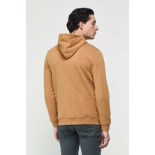 HILGARD Kahve Kapüşonlu Ve Fermuarlı Baskılı Standard Fit Erkek Sweatshirt