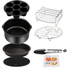 Yuandong 8 Parça 8 Inç (20cm) Yui / Xiaomi / Philips / Kumtel Uyumlu Air Fryer Aksesuarları Set - Siyah (Yurt Dışından)