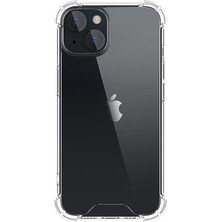 Smcase Apple iPhone 14 Plus Kılıf Antishock Köşeli Şeffaf Sert Kapak+Nano Glass