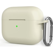 Dlrcase Apple Airpods Pro 2 Kılıf Mat Kancalı Silikon SF17 Bej