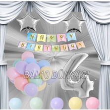 Bal10 Dünyası Gümüş Renk Yıldız Folyo Balon Seti 4 Yaş