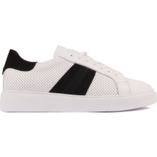 Sail Lakers - Beyaz Deri, Siyah Süet Bağcıklı Erkek Sneaker