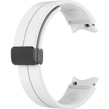 Smcase Samsung Galaxy Watch 5 Pro 45MM Kordon Düz Silikon Mıknatıslı HS24 Beyaz