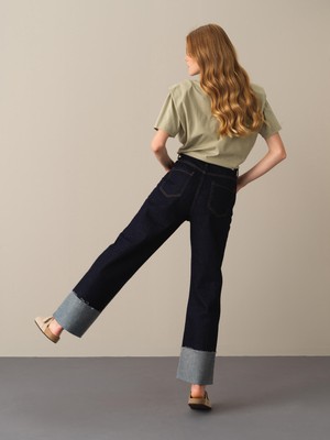 Xint %100 Pamuk Oversize Denim Pantolon