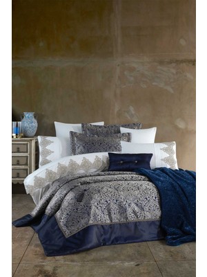 Elart Çeyiz Paketi 11 Parça (Yatak Örtüsü+Nevresim Takımı+Battaniye) Country Lacivert