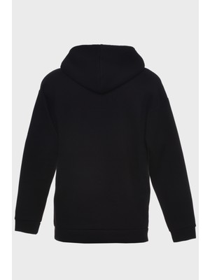 Sergül Whale Minimal Baskili Kapüşonlu Üç Iplik Sweatshirt Oversize Hoodie