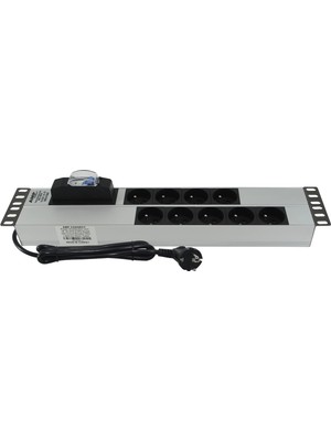 19" 2u 9'lu Fransız Ups Sigortalı Alüminyum Rack Kabin Prizi Pdu