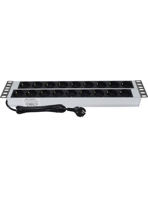 19" 2u 18'li Schuko Soketli Alüminyum Rack Kabin Grup Prizi Pdu.