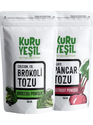 Kuru Yeşil Sebze Tozu Paketi – 200 Gr – Brokoli Tozu – Kırmızı Pancar Tozu – Doğal Sebze Tozu - 2x100 Gr