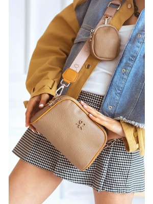 Impolo Adela  Omuz Çapraz Vizon  Taba   Kadın Çanta 15X21 Ebat