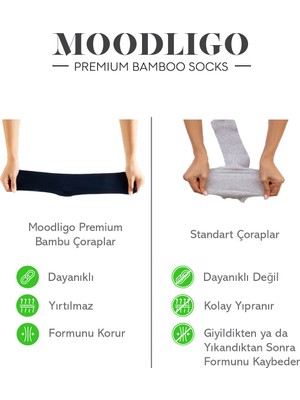 Moodligo Kadın 6'lı Premium Bambu Soket Çorap - Siyah - Kutulu