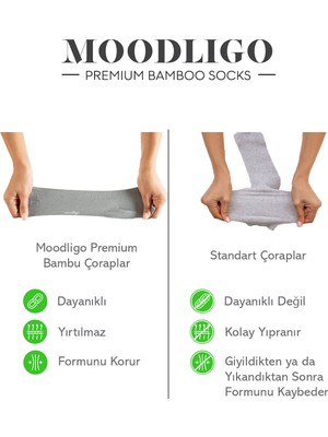 Moodligo Erkek 6'lı Premium Bambu Patik Çorap - Beyaz - Kutulu