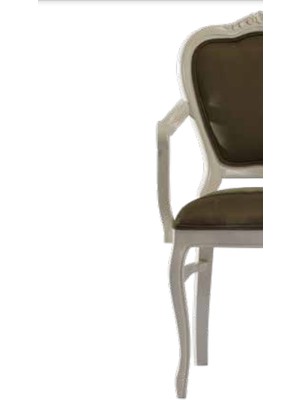 Bengi Ticaret Sandalye ZUS032 Oyma Çizgi Model Kolçak Kayın Klasik Babyface Kumaş Beyaz Parlak Boya El Yapımı 19769