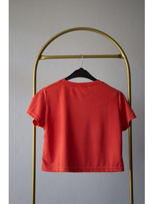 Momchi Orange Fillet Bambu Penye Crop T-Shirt