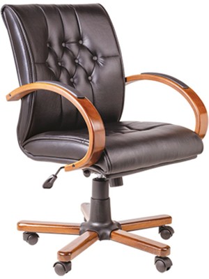 Bubu Home Tuna Ahşap Kollu Deri Şef Koltuğu