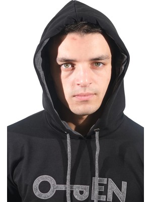 Daniel Milano  Erkek Open Kanguru Siyah Kapüşonlu SWEATSHIRT-801