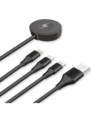 Go-Des Go Des GD-UC561 4 In 1 Kablosuz Akıllı Saat Şarj Cihazı ve Çoklu USB Hızlı Şarj Kablosu Çok Amaçlı