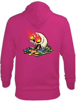 Burning Skull Erkek Kapüşonlu Hoodie Sweatshirt