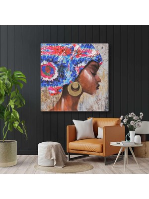 SML Tablo Renkli Saç Aksesuarlı Altın Küpeli Kanvas Tablo