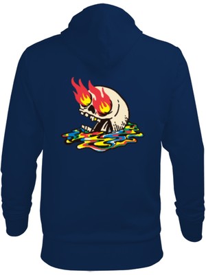 Tisho Burning Skull Erkek Kapüşonlu Hoodie Sweatshirt