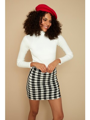 Select Moda Kadın Balıkçı Yaka Fitilli Örme Bluz