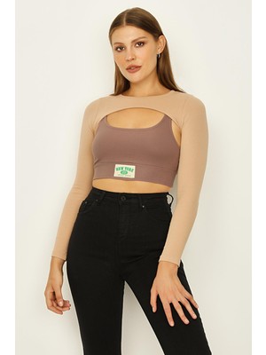 Select Moda Kadın Ikili Cutout Örme Body